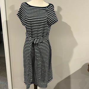 Talbots nwt navy and white striped knit dress in medium